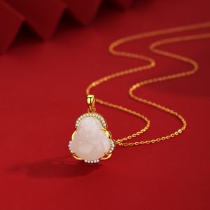 yuliny hetian jade buddha pendant necklace s925 silver maitreya buddha necklace for women