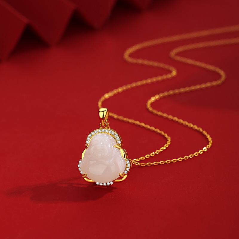 yuliny hetian jade buddha pendant necklace s925 silver maitreya buddha necklace for women yuliny hetian jade buddha pendant necklace s925 silver maitreya buddha necklace for women