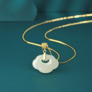 925 sterling silver natural hetian jade necklace