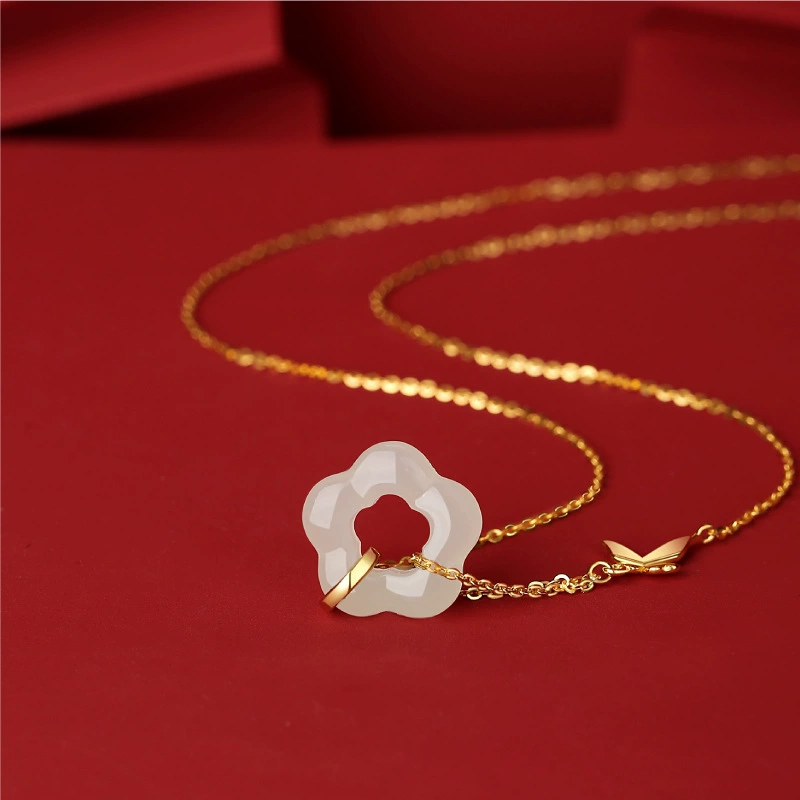 yuliny hetian jade flower & butterfly necklace s925 sterling silver pendant for women yuliny hetian jade flower & butterfly necklace s925 sterling silver pendant for women