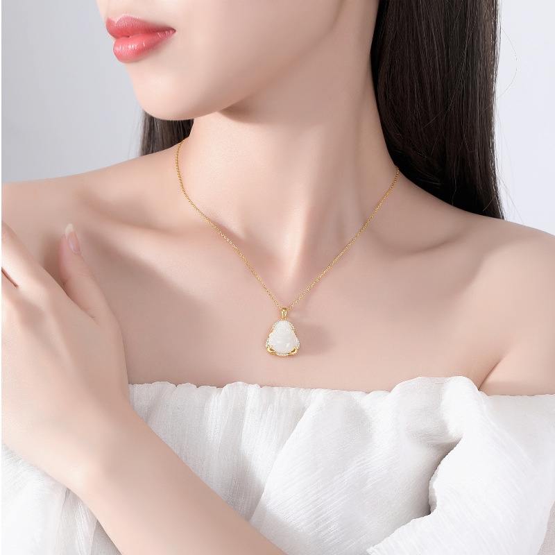yuliny hetian jade buddha pendant necklace s925 silver maitreya buddha necklace for women yuliny hetian jade buddha pendant necklace s925 silver maitreya buddha necklace for women