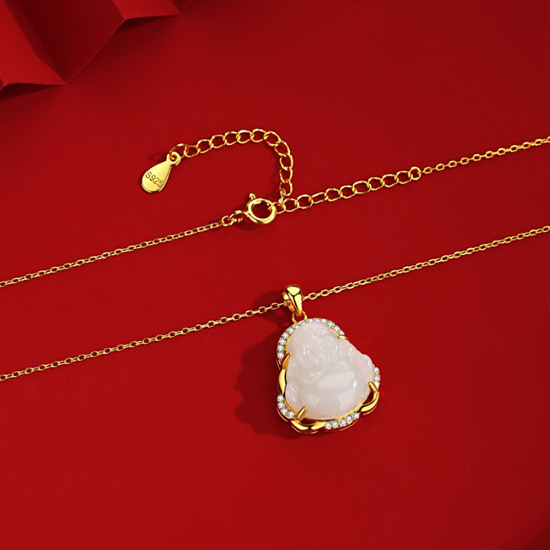 yuliny hetian jade buddha pendant necklace s925 silver maitreya buddha necklace for women yuliny hetian jade buddha pendant necklace s925 silver maitreya buddha necklace for women